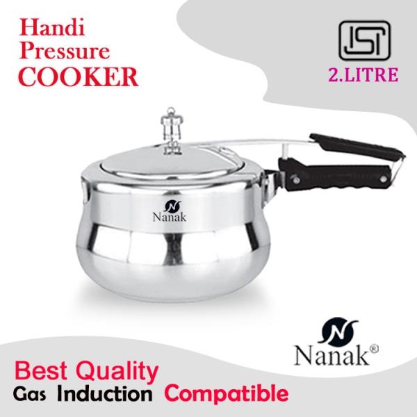 NANAK Classic 2 L Handi Induction And Gas Pressure Cooker Faster & Healthy Cooking Silver Aluminum Pressure Cookers Inner Lid Aluminium Pressure Cooker -Handi_2L_2