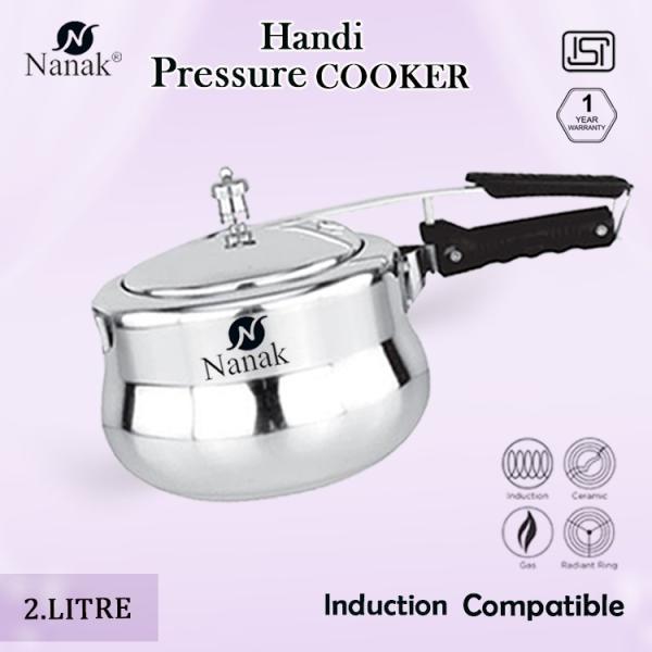 NANAK Classic 2 L Handi Induction And Gas Pressure Cooker Faster & Healthy Cooking Silver Aluminum Pressure Cookers Inner Lid Aluminium Pressure Cooker -Handi_2L_2