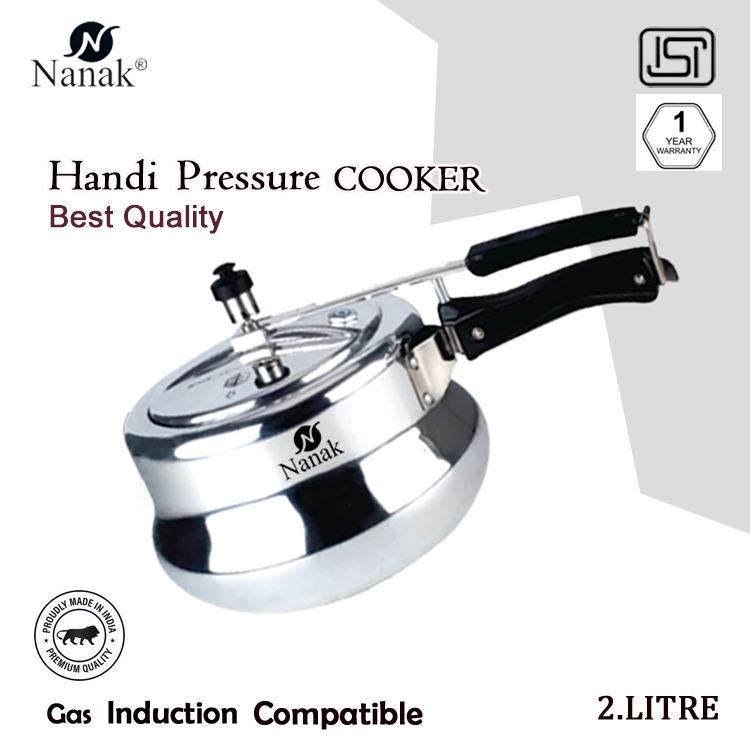 NANAK Classic 2 L Handi Induction And Gas Pressure Cooker Faster & Healthy Cooking Silver Aluminum Pressure Cookers Inner Lid Aluminium Pressure Cooker -Handi_2L_2